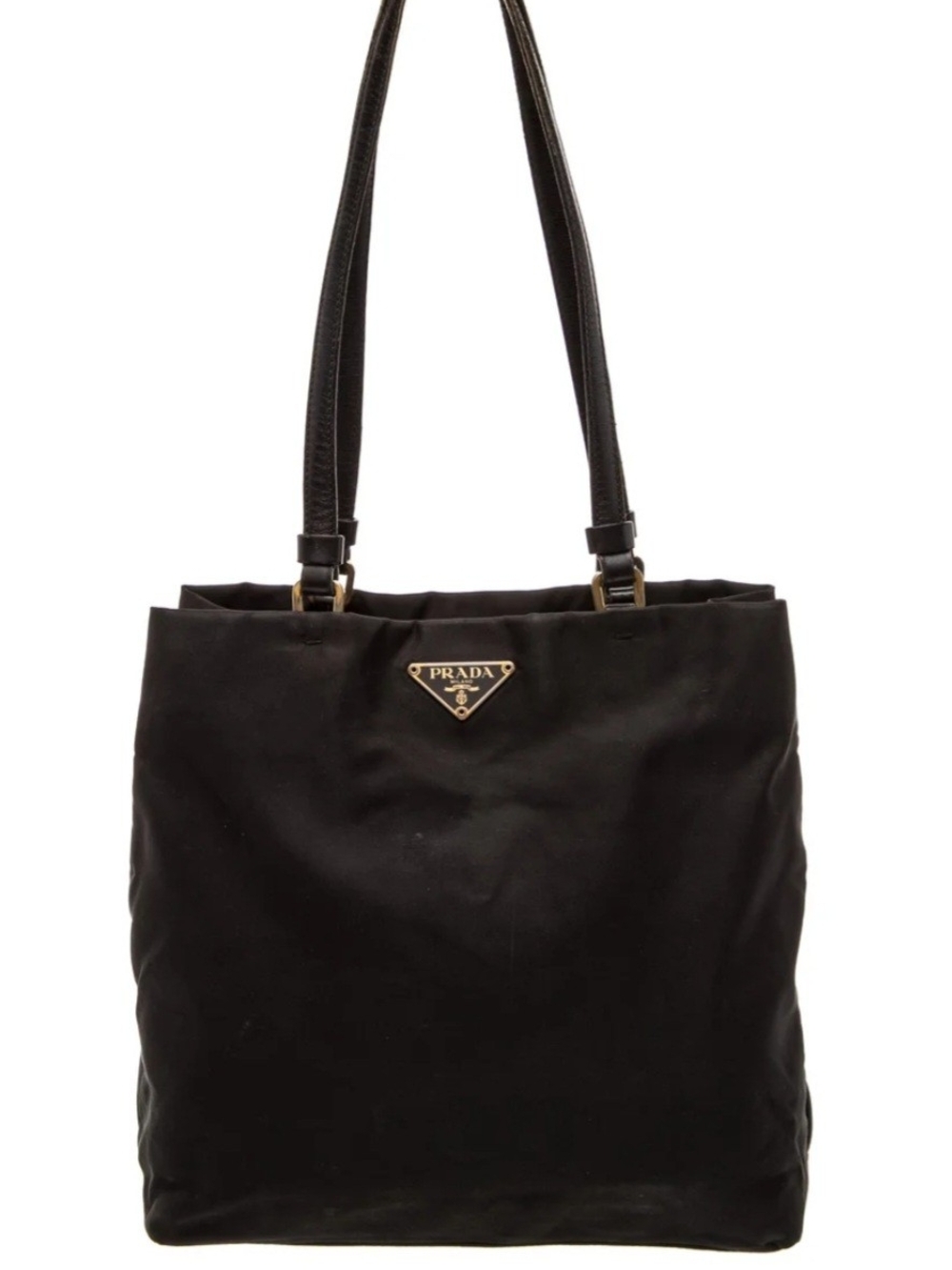 Prada Black Nylon Tote with Leather Straps